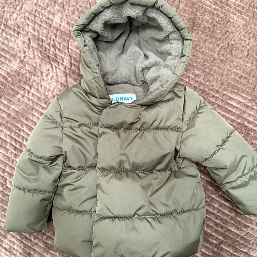 Old Navy Baby Green Hooded Dino 🦖 Puffer/ Jacket